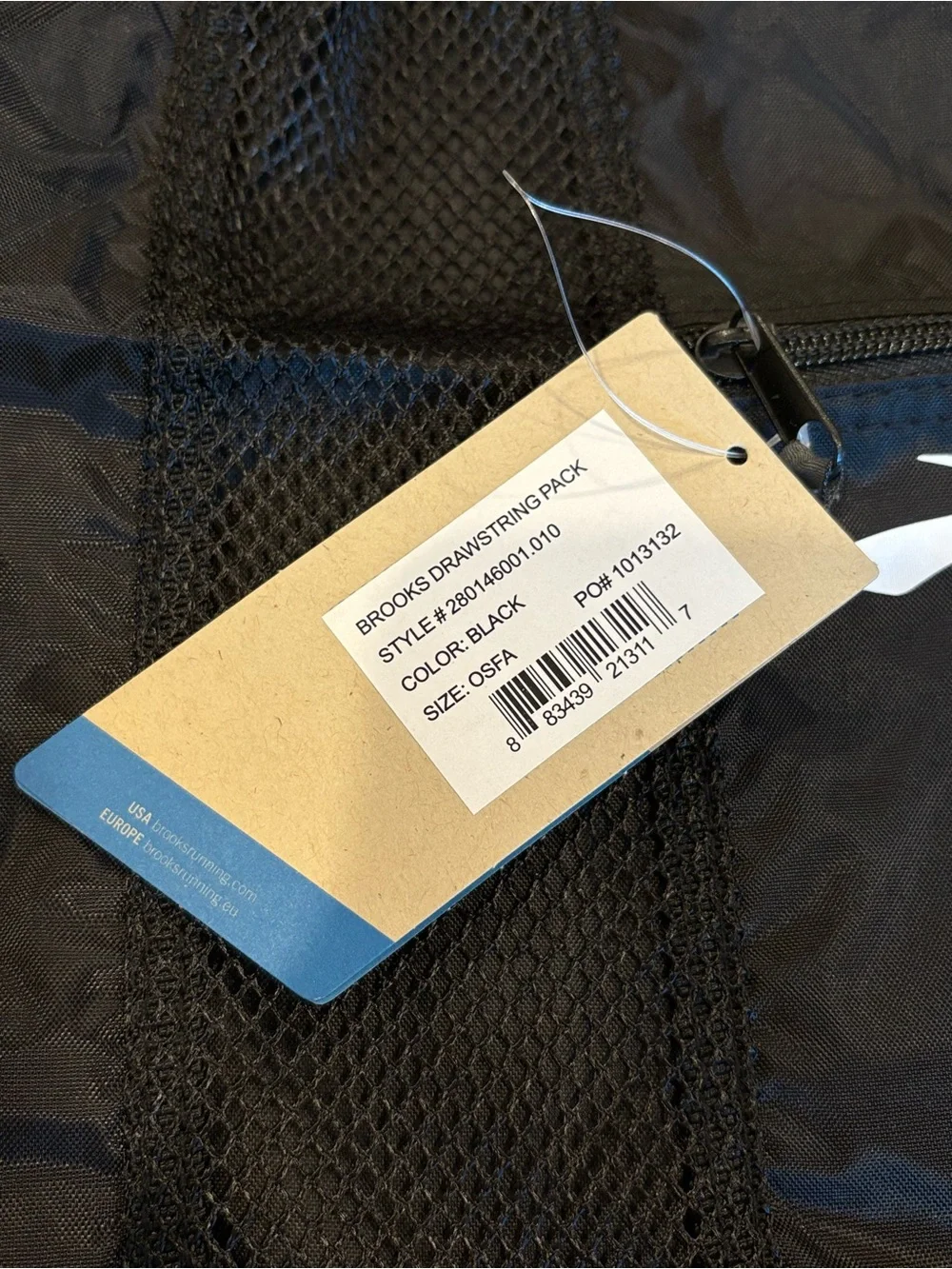 Brooks Black Drawstring Backpack with Pocket